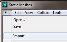 Как импортировать Static Meshes в редактор карт KFEd